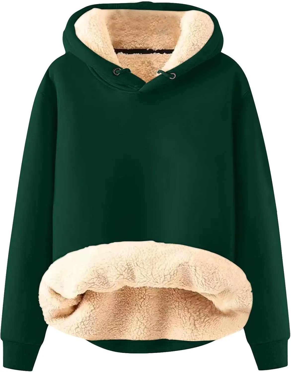 Sherpa Lined Hoodie Men Athletic Long Sleeve Oversized Hooded Sweatshirt Winter Warm Casual Comfy Fleece Pullover