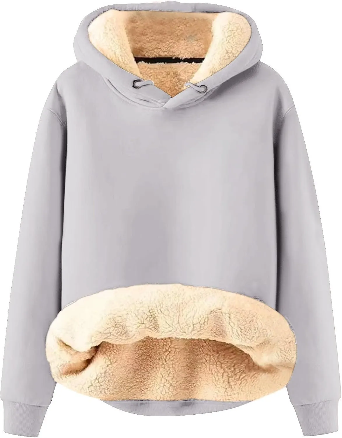 Sherpa Lined Hoodie Men Athletic Long Sleeve Oversized Hooded Sweatshirt Winter Warm Casual Comfy Fleece Pullover