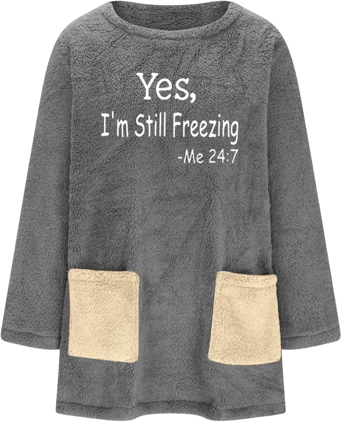 Sherpa Sweatshirts For Women Trendy 2024 Warm Fall Winter Fuzzy Fleece Pullover Tops Cute Sweater Loungewear
