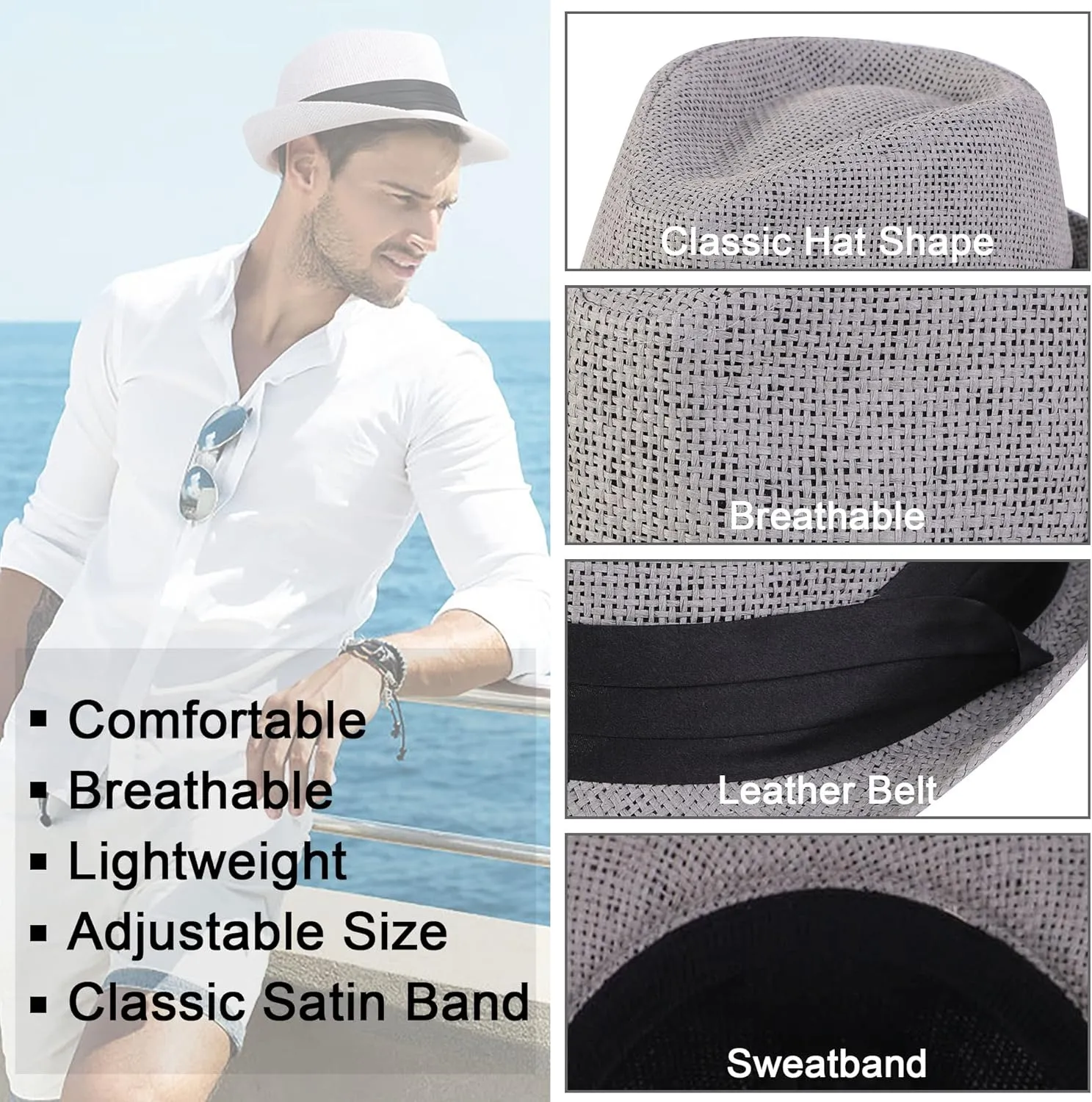Simplicity Fedora for Men Women Unisex Men's Women's Classic Manhattan Structured Gangster Trilby Fedora Hat