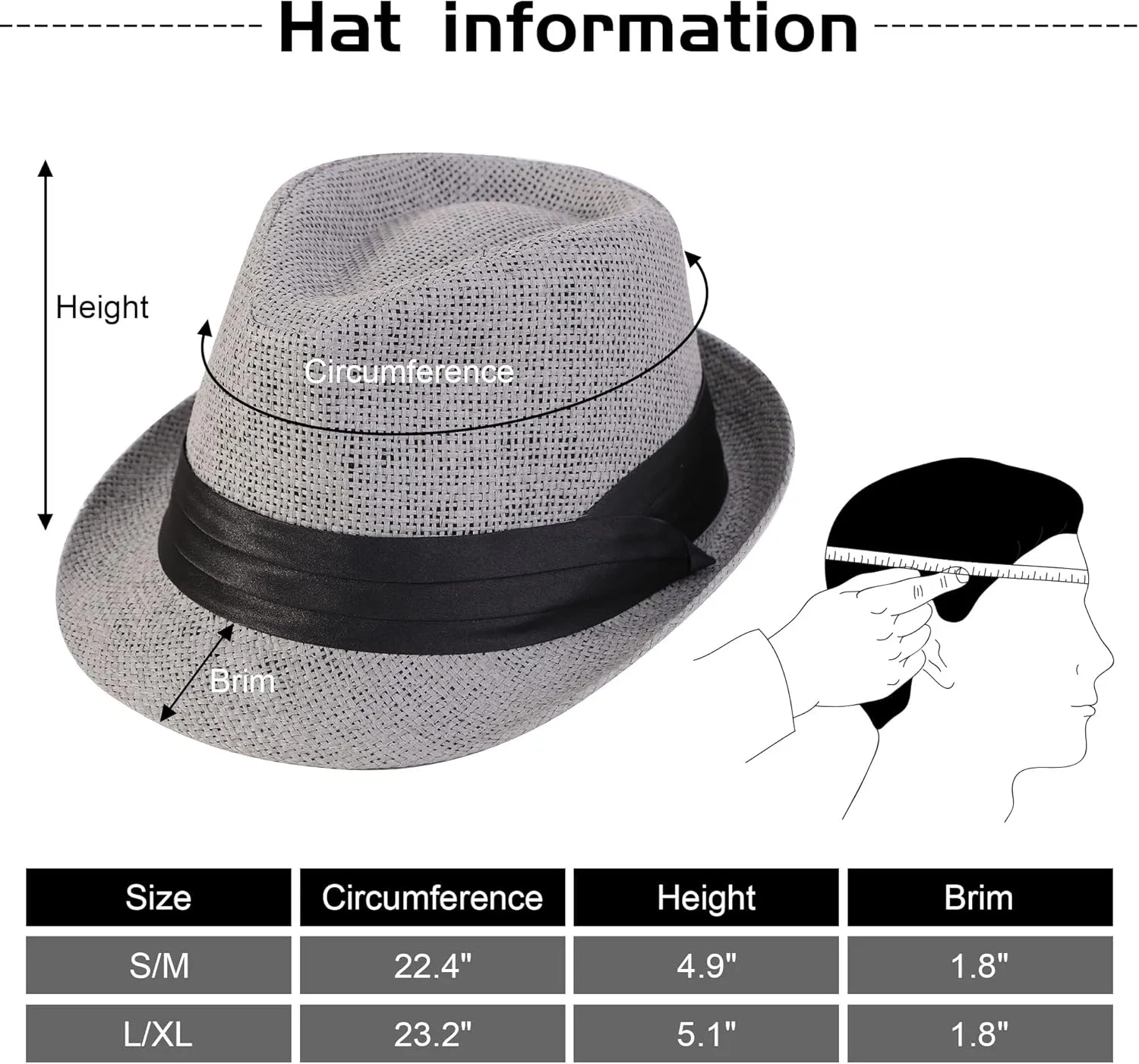 Simplicity Fedora for Men Women Unisex Men's Women's Classic Manhattan Structured Gangster Trilby Fedora Hat