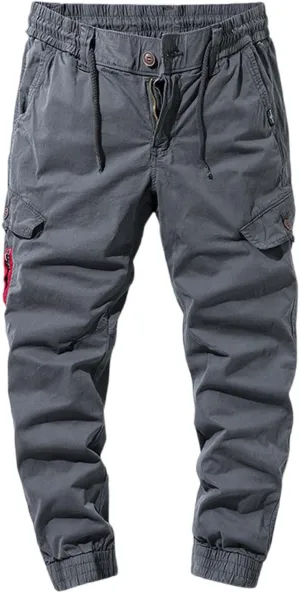 Slim Fit Cotton Cuff Cargo Pants for Men Elastic Waist Stretch Military Work Pants Quick Dry Workout Tactical Pant