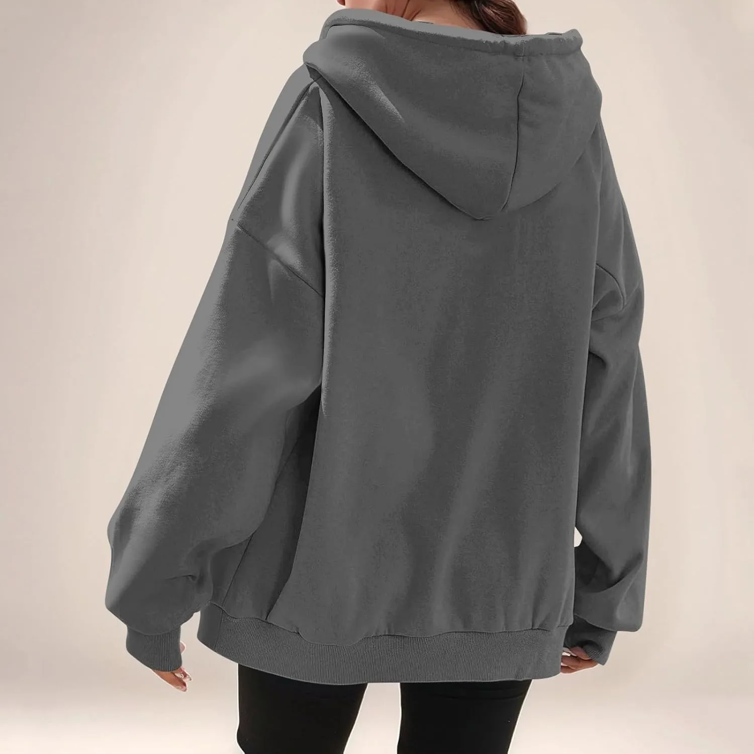 slqdgmryz Womens Zip Up Hoodies Oversized Fleece Jacket Winter Plain Y2k Hoodie Drawstring Hooded Sweatshirt with Pockets