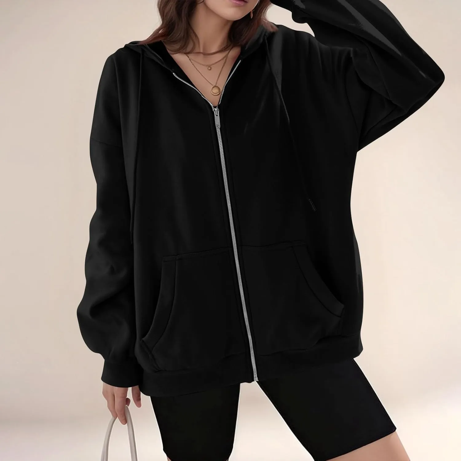 slqdgmryz Womens Zip Up Hoodies Oversized Fleece Jacket Winter Plain Y2k Hoodie Drawstring Hooded Sweatshirt with Pockets
