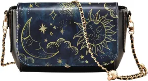 Soleil Cosmos Astrology Crossbody Bags for Women, Trendy Small Shoulder Bag, PU Leather Clutch Purse Underarm Handbag Satchel HandBag with Adjustable Metal Chain