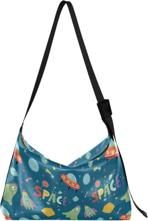 Spaceship Rocket Women PU Leather Hobo Bags Large Crossbody Purses Graphic Animal Print Crossbody Hobo Purse