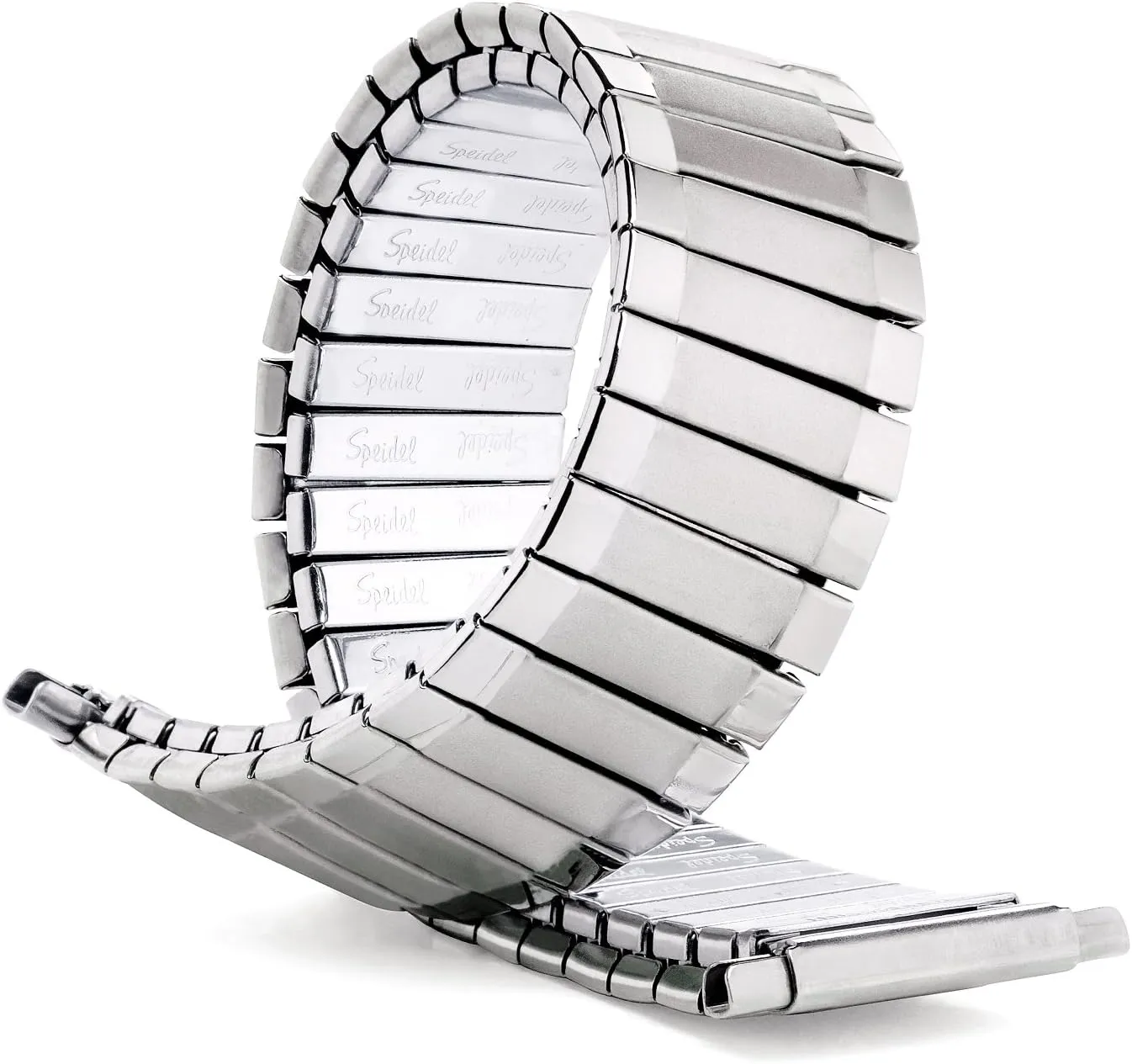 Speidel Mens Twist-O-Flex Stainless Steel Stretch Metal Replacement Expansion Watch Band with Self-Adjusting Straight Ends for 16mm 17mm 18mm 19mm 20mm 21mm 22mm timepieces