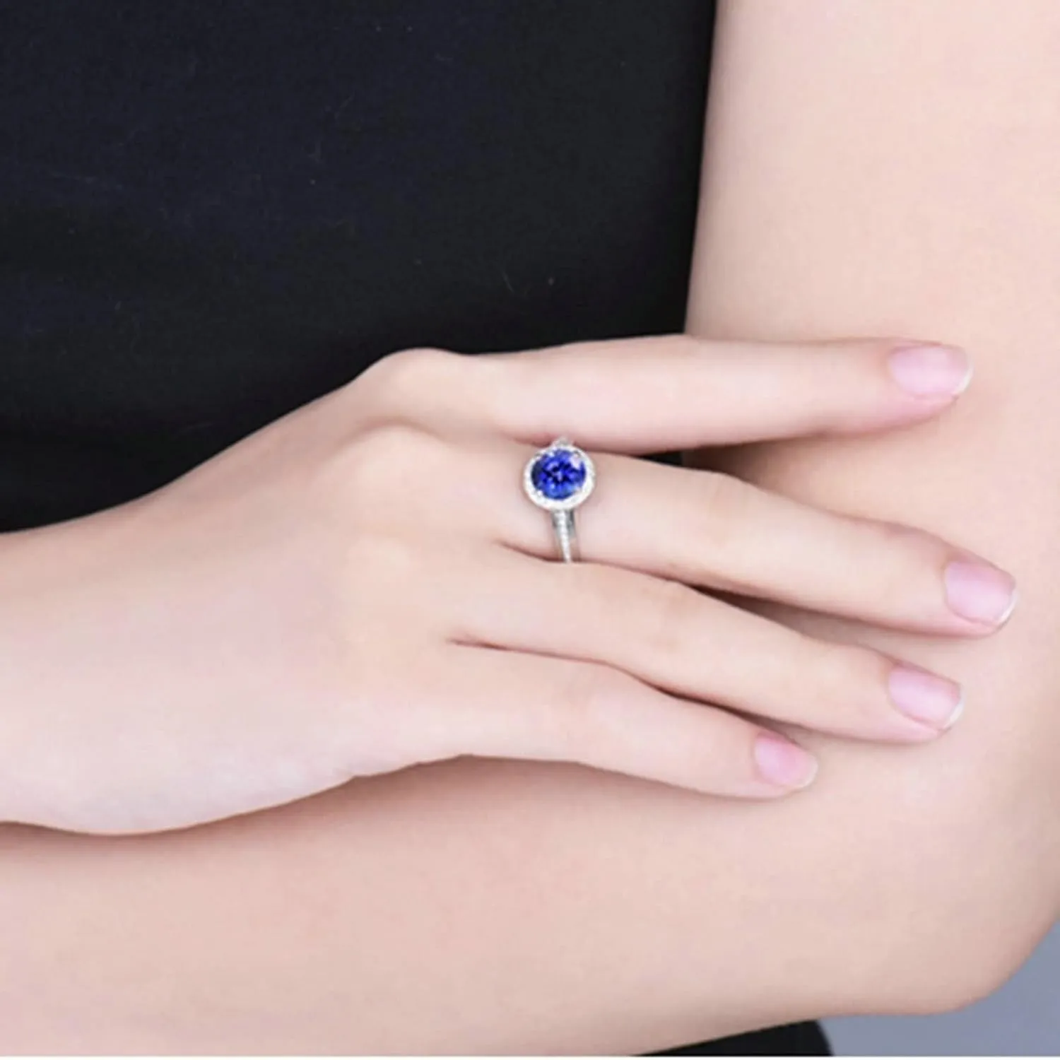 Stackable Rings, Cool Best Friend Rings 18K Rose Gold and White Gold with 1.3ct Tanzanite