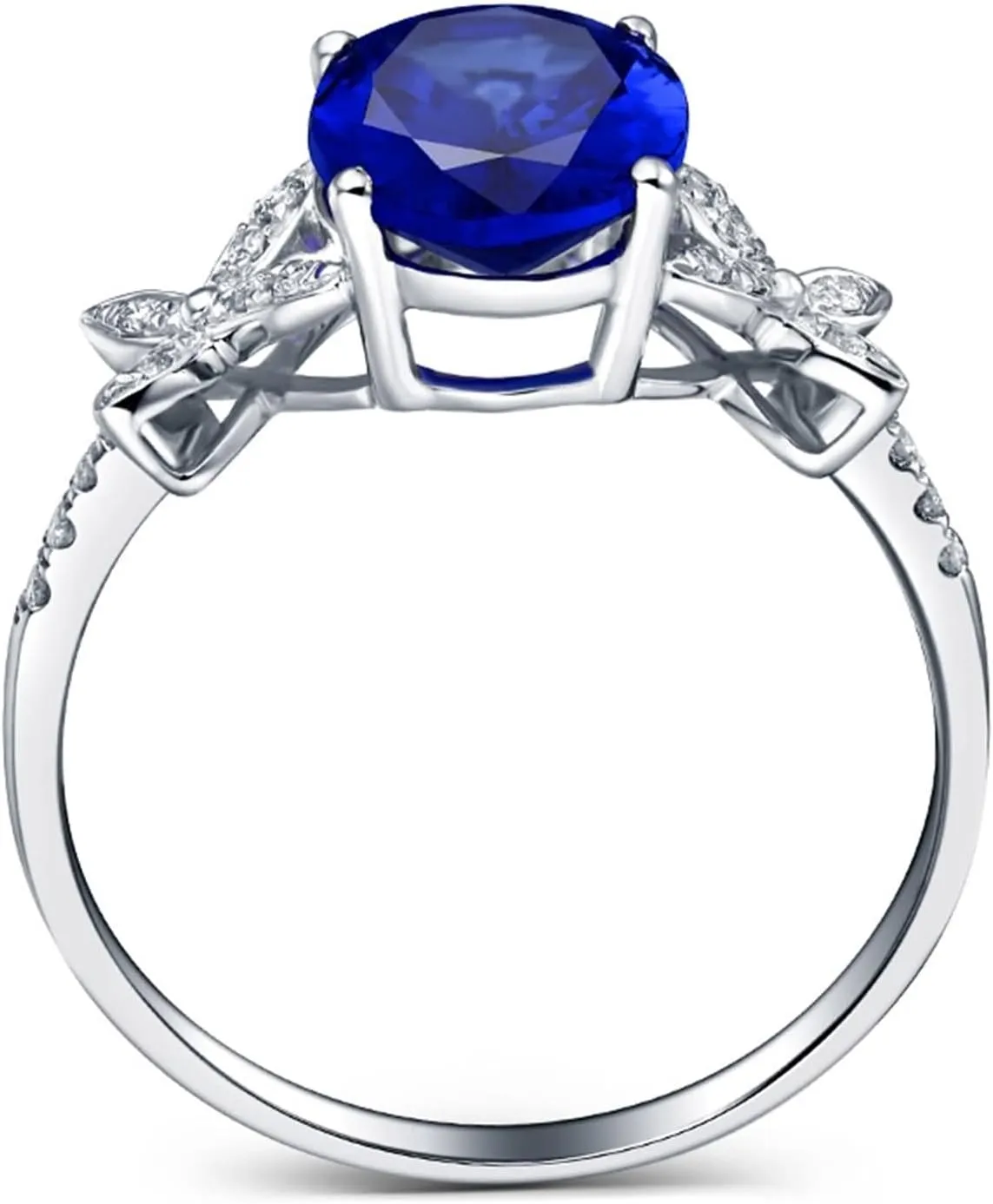 Stackable Rings for Women Vintage, Rings Engagement for Women 18K White Gold with 2.45ct Tanzanite