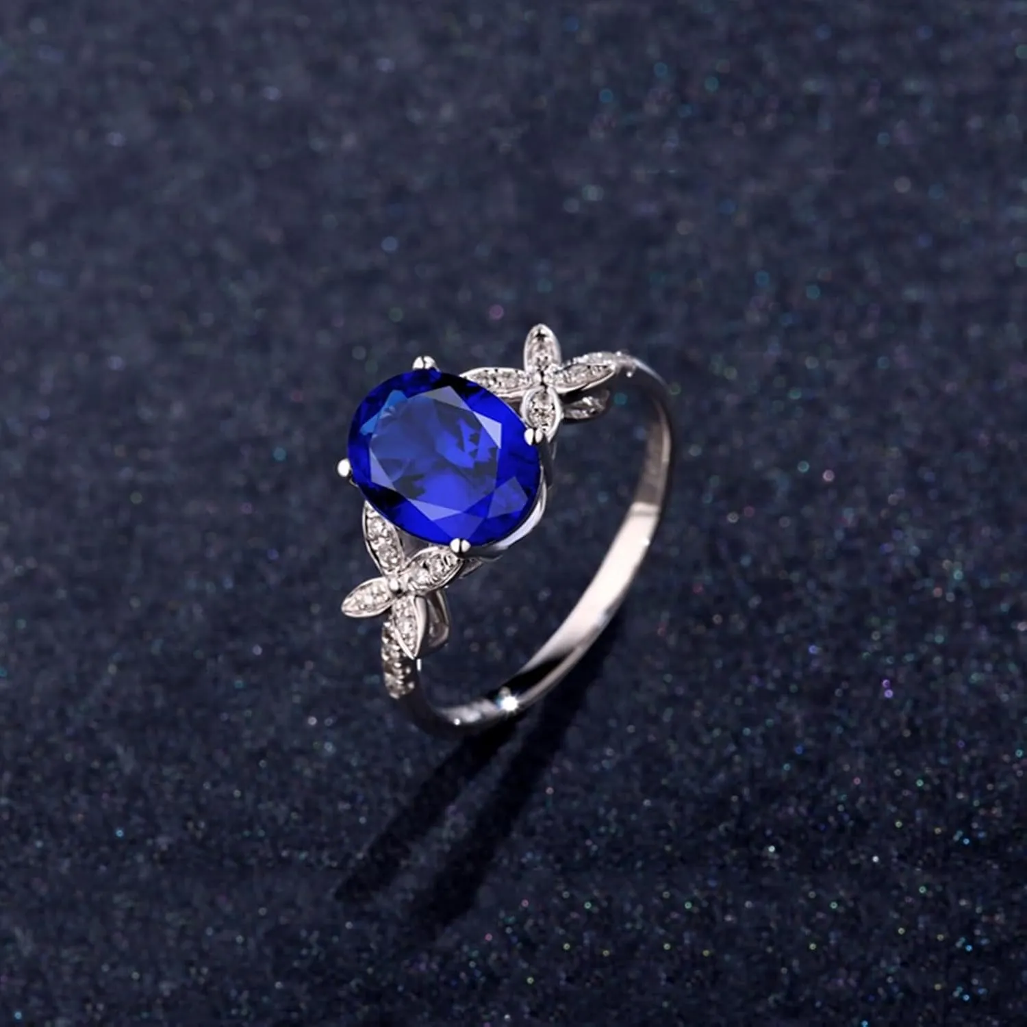 Stackable Rings for Women Vintage, Rings Engagement for Women 18K White Gold with 2.45ct Tanzanite