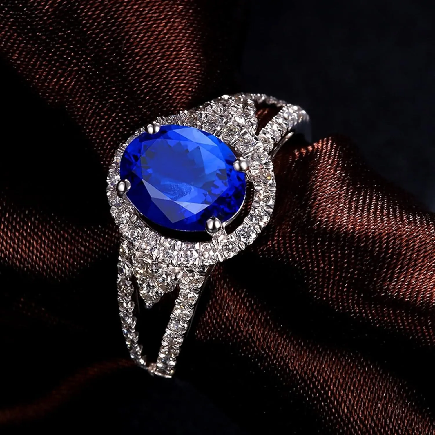 Stackable Rings for Women Vintage, Rings for Women White Gold 18K with 2.5ct Tanzanite