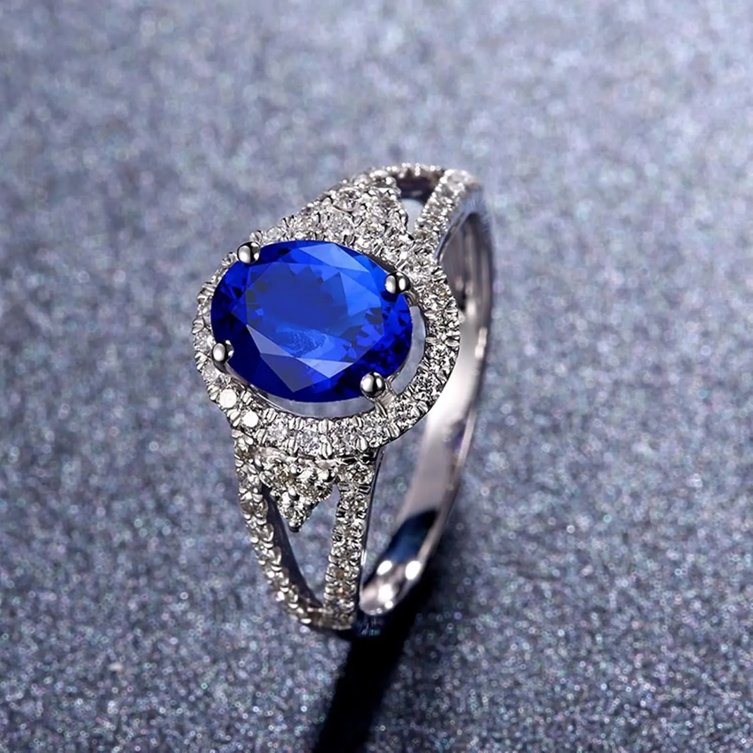 Stackable Rings for Women Vintage, Rings for Women White Gold 18K with 2.5ct Tanzanite