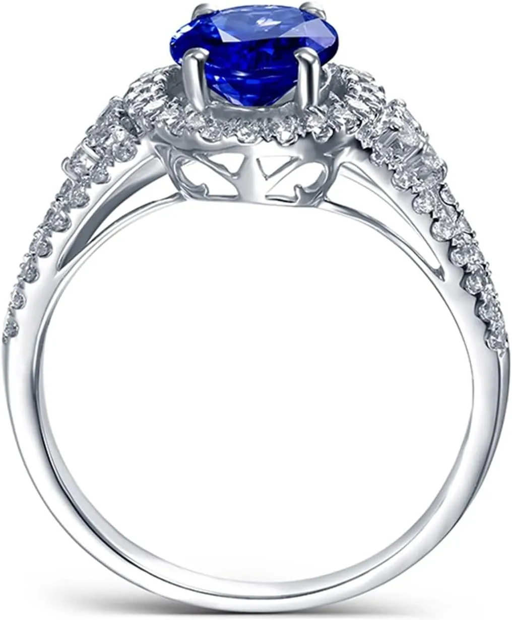 Stackable Rings for Women Vintage, Rings for Women White Gold 18K with 2.5ct Tanzanite