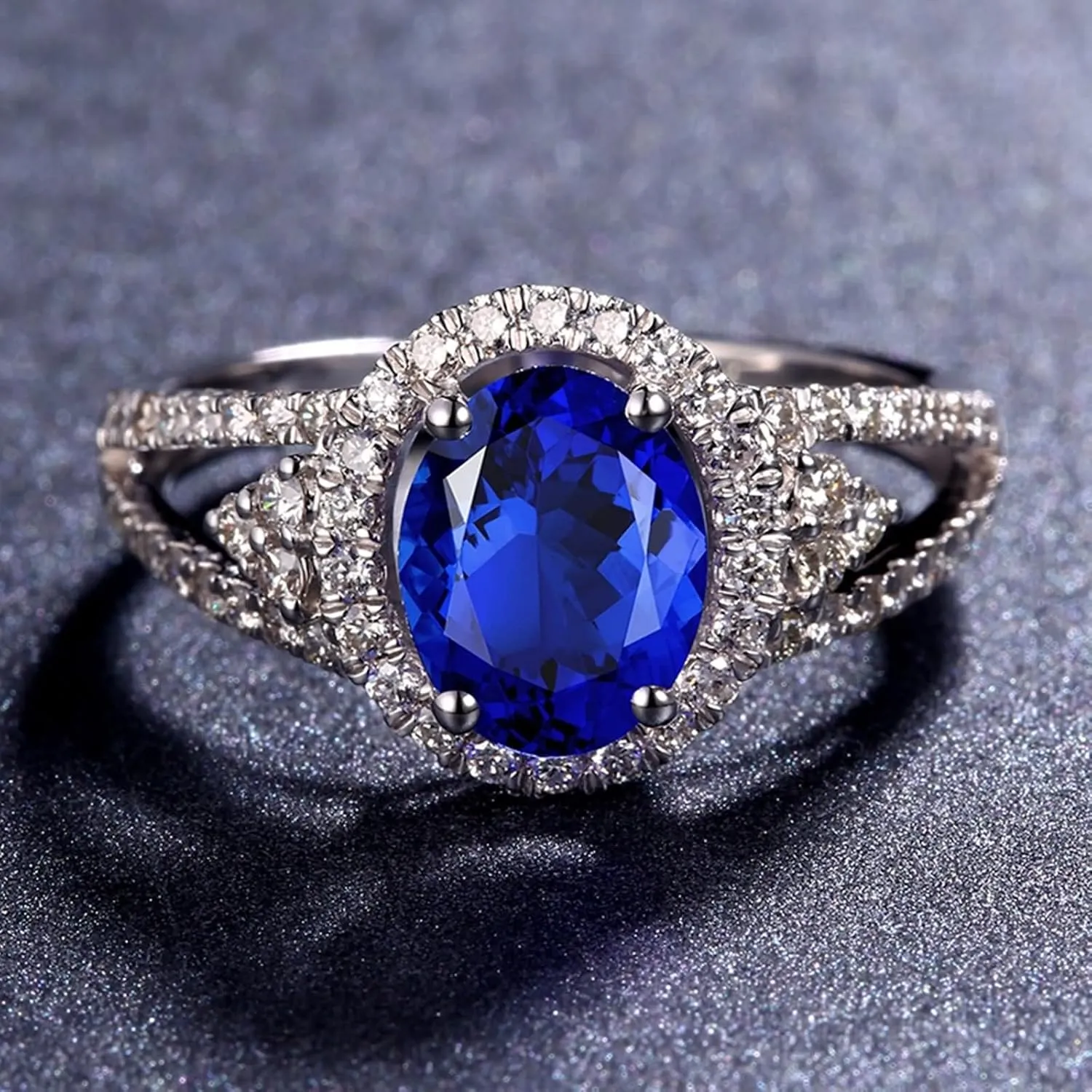 Stackable Rings for Women Vintage, Rings for Women White Gold 18K with 2.5ct Tanzanite