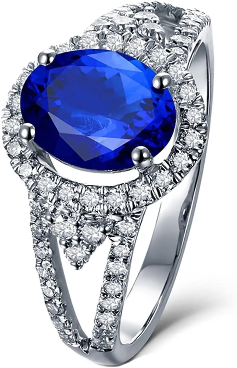 Stackable Rings for Women Vintage, Rings for Women White Gold 18K with 2.5ct Tanzanite