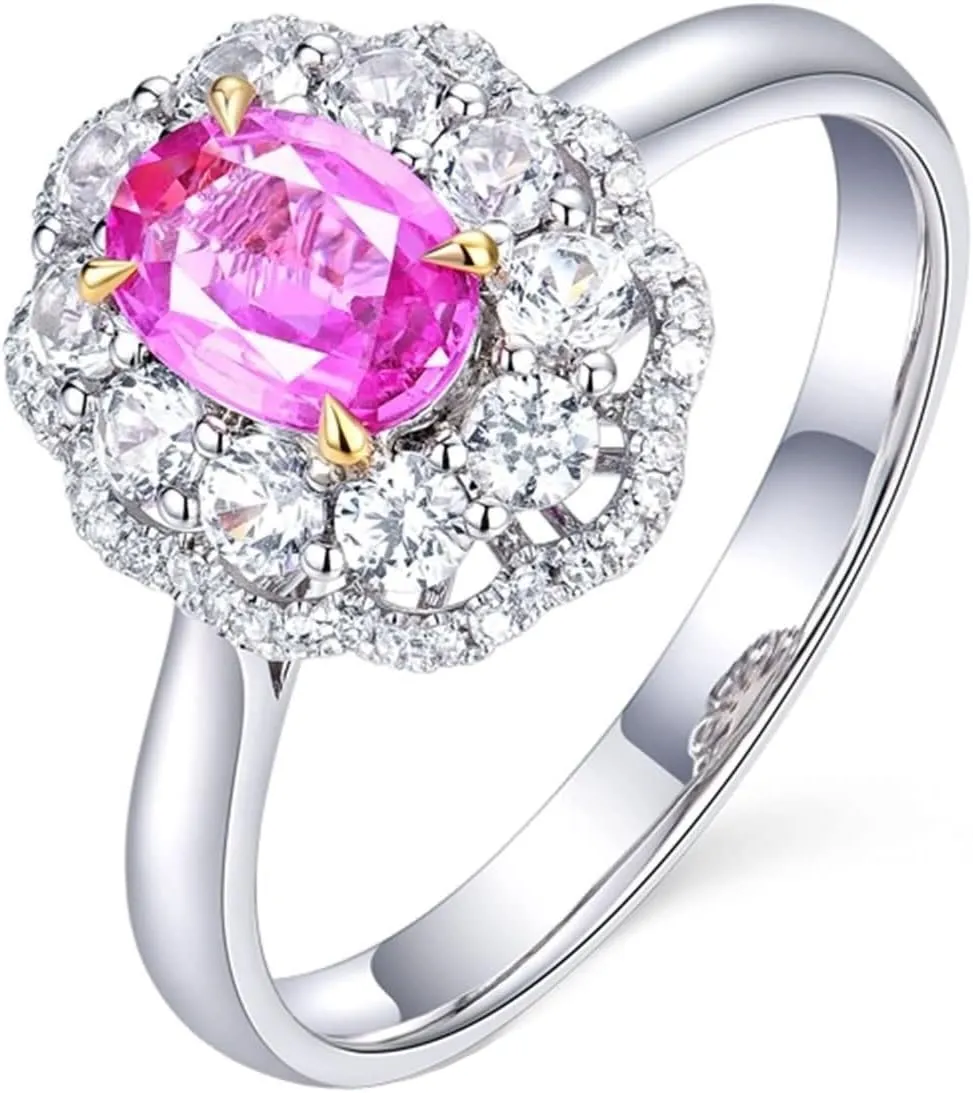Stackable Rings for Women Vintage, Stackable Rings Set 18K White Gold with 0.64ct Sapphire