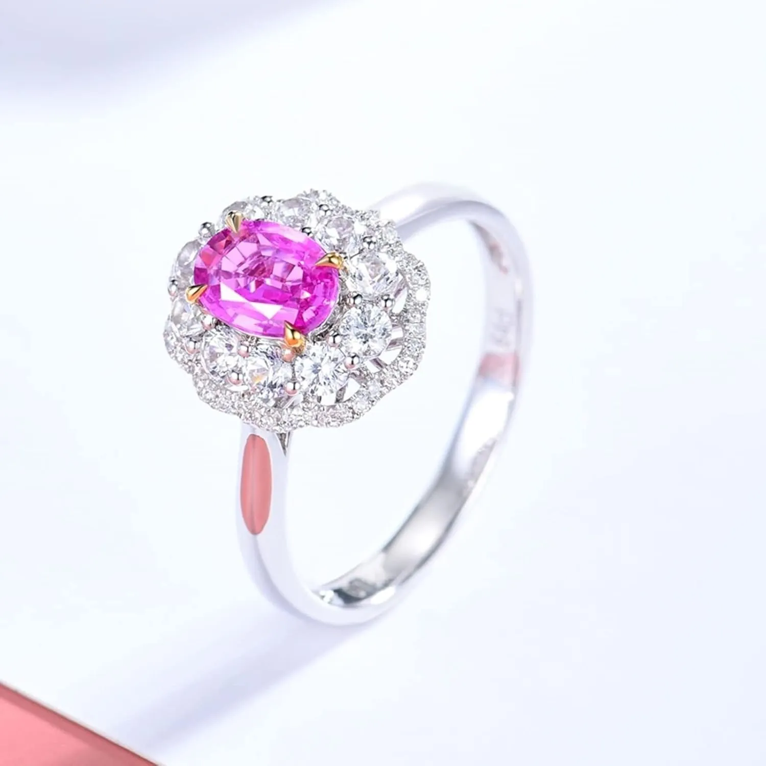 Stackable Rings for Women Vintage, Stackable Rings Set 18K White Gold with 0.64ct Sapphire