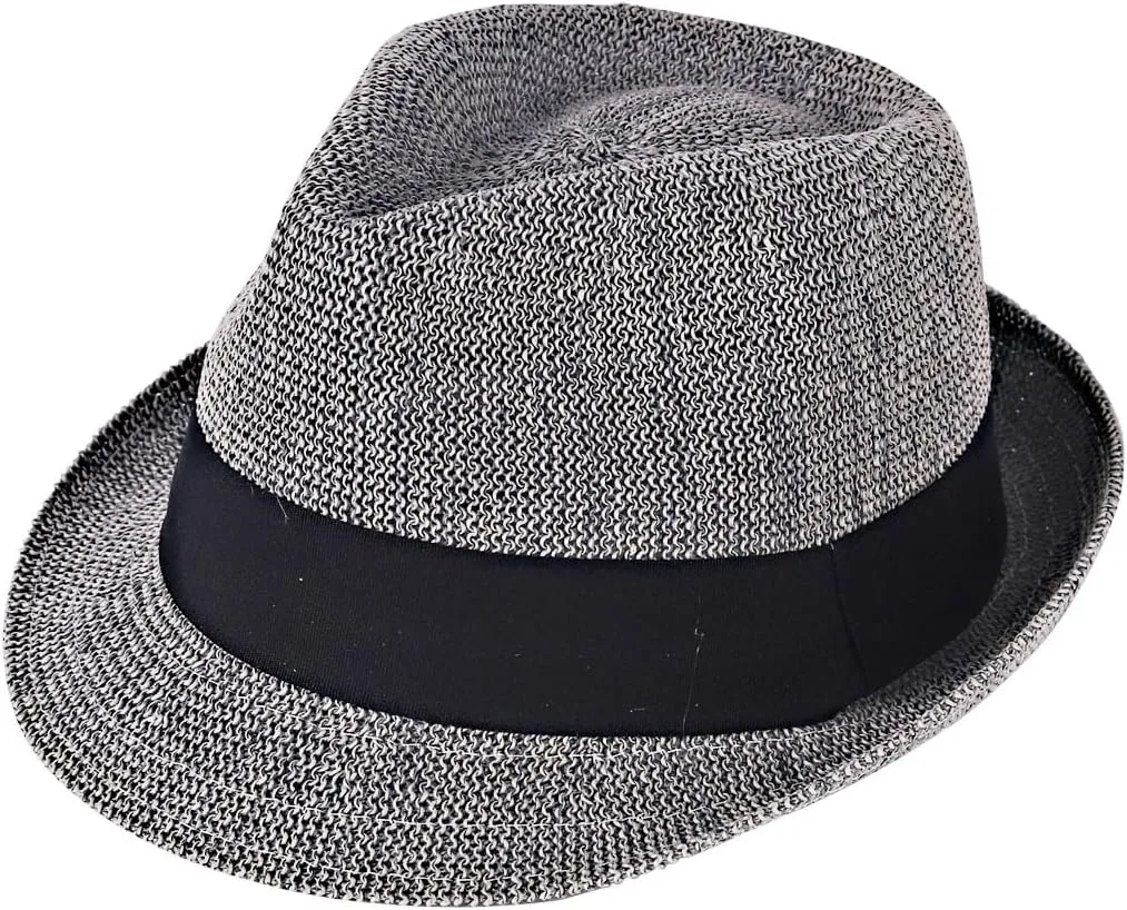 Summer Panama Straw Fedora Hats for Men Women Trilby Hat Foldable Roll Up Short Brim Panama Beach Hat