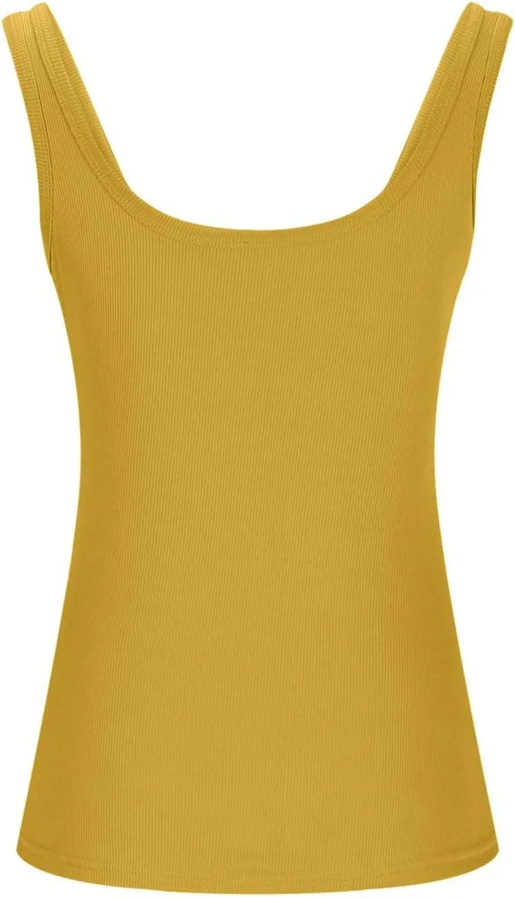Summer Womens Tank Tops 2025 Workout Scoop Neck Tanks Ribbed Knit Sleeveless Cami Shirts Basic Slim Going Out Tops