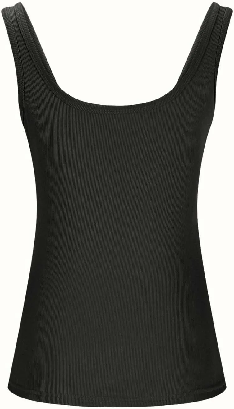 Summer Womens Tank Tops 2025 Workout Scoop Neck Tanks Ribbed Knit Sleeveless Cami Shirts Basic Slim Going Out Tops
