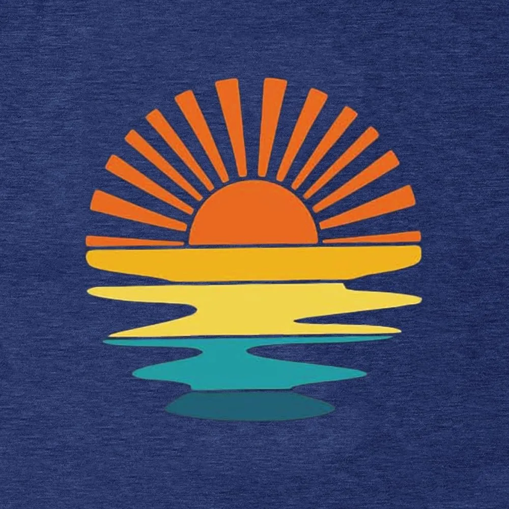 Sunrise Sunset Sunshine T Shirt for Women Outdoor Workout Hawaii Beach Sea Nature Adventure Tee Top