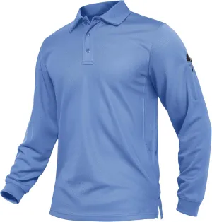 TACVASEN Men's Polo Shirts Long Sleeve Quick Dry Shirt Performance Tactical Shirts Golf Shirt Casual Outdoor Work Shirt