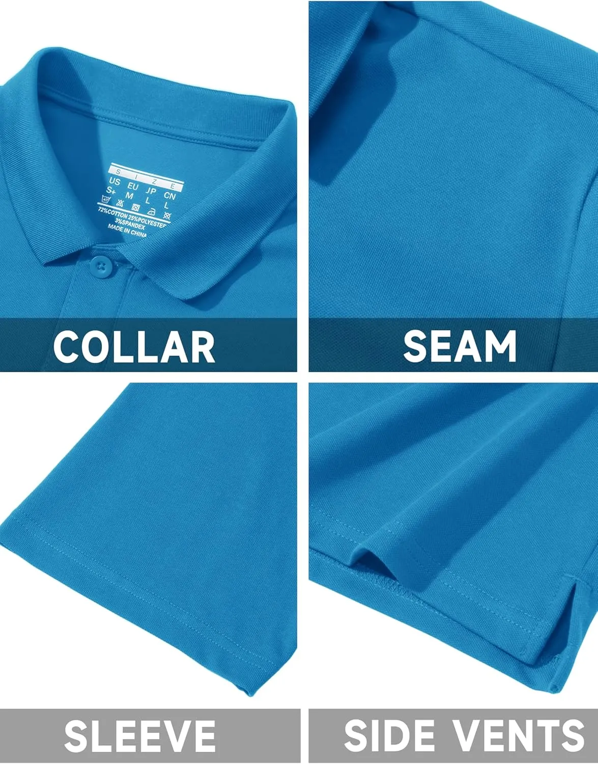 TACVASEN Polo Shirts for Men Short Sleeve Quick-Dry Breathable Pique Golf Polo Solid Cotton Polo T-Shirts