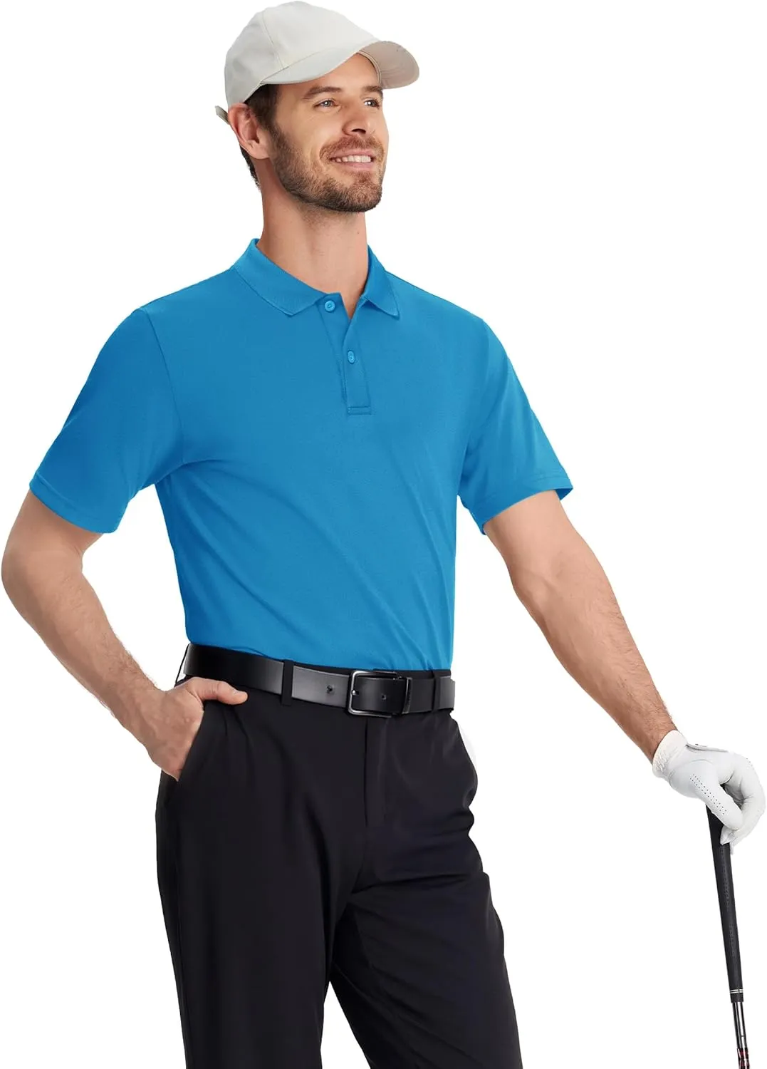 TACVASEN Polo Shirts for Men Short Sleeve Quick-Dry Breathable Pique Golf Polo Solid Cotton Polo T-Shirts