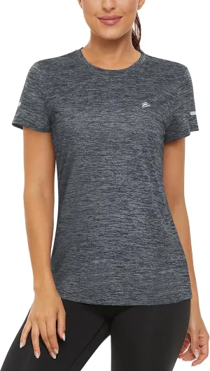 TACVASEN Women's Athletic T Shirts Short Sleeve Quick Dry Hiking Shirts Crew Neck Running Workout Tops Fitness