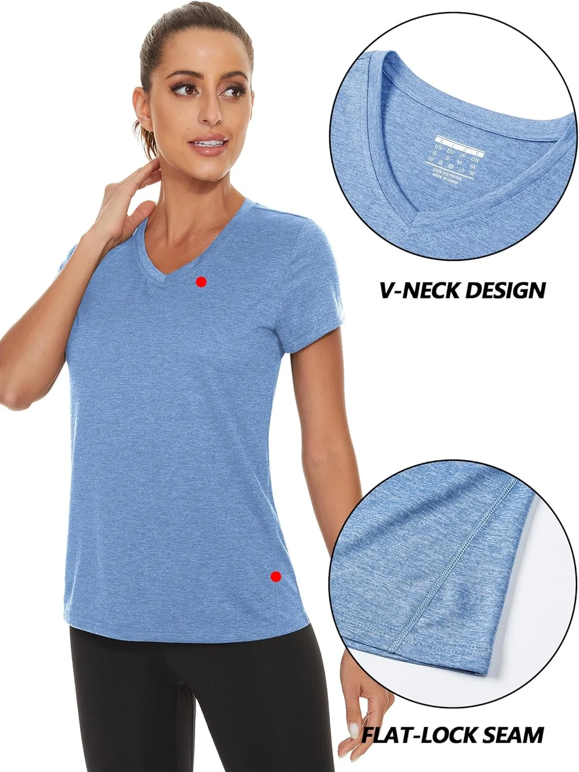 TACVASEN Women's Short Sleeve Running Shirts Lightweight Quick Dry T-Shirts Outdoor Hiking Tops