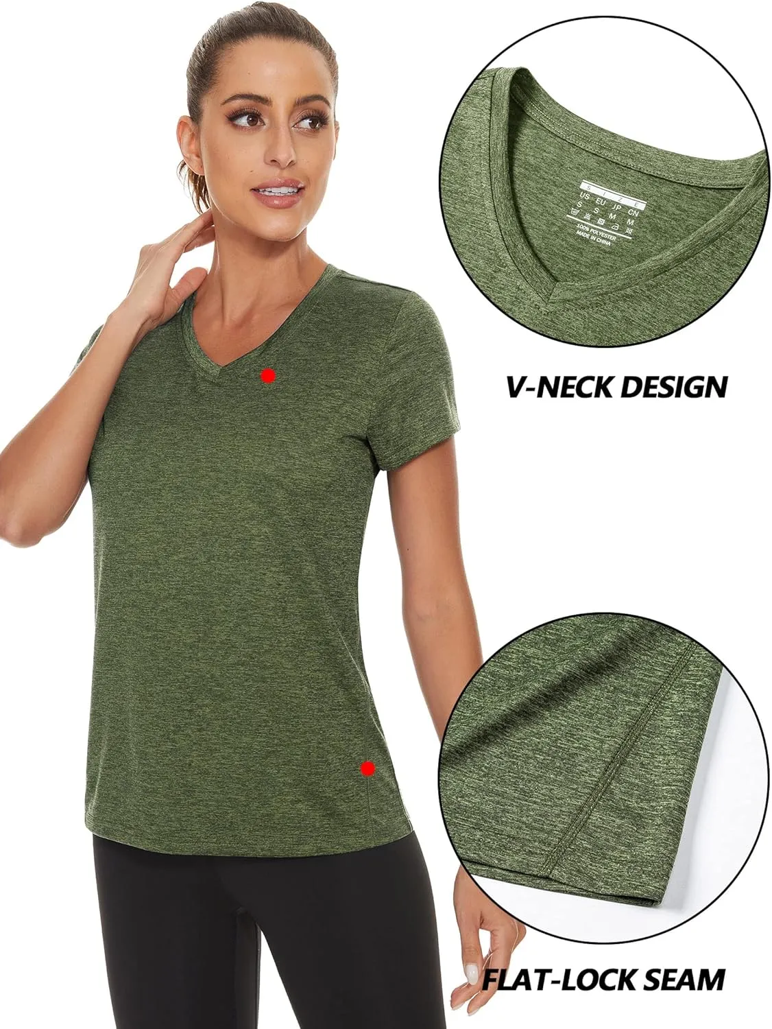 TACVASEN Women's Short Sleeve Running Shirts Lightweight Quick Dry T-Shirts Outdoor Hiking Tops