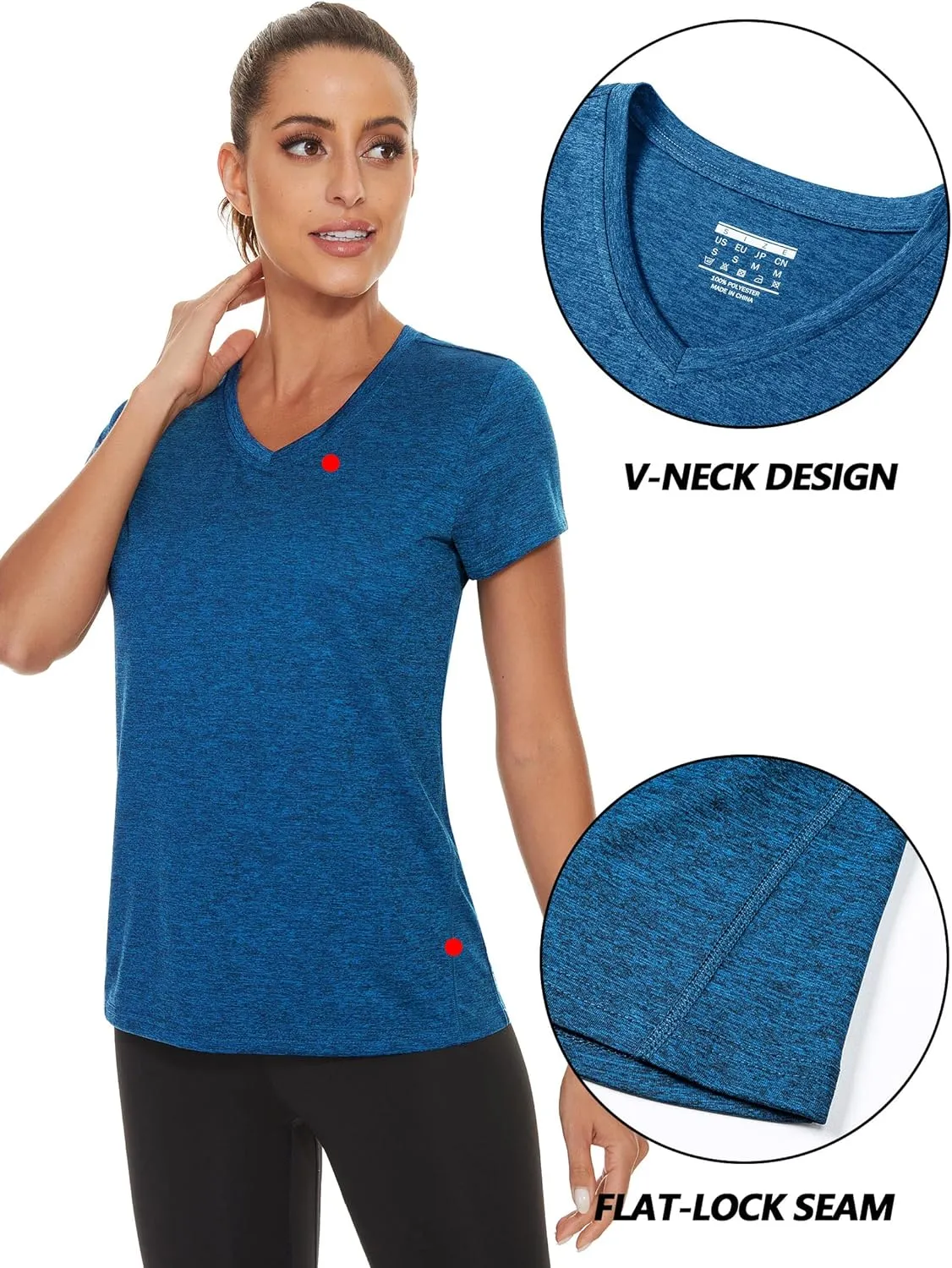 TACVASEN Women's Short Sleeve Running Shirts Lightweight Quick Dry T-Shirts Outdoor Hiking Tops