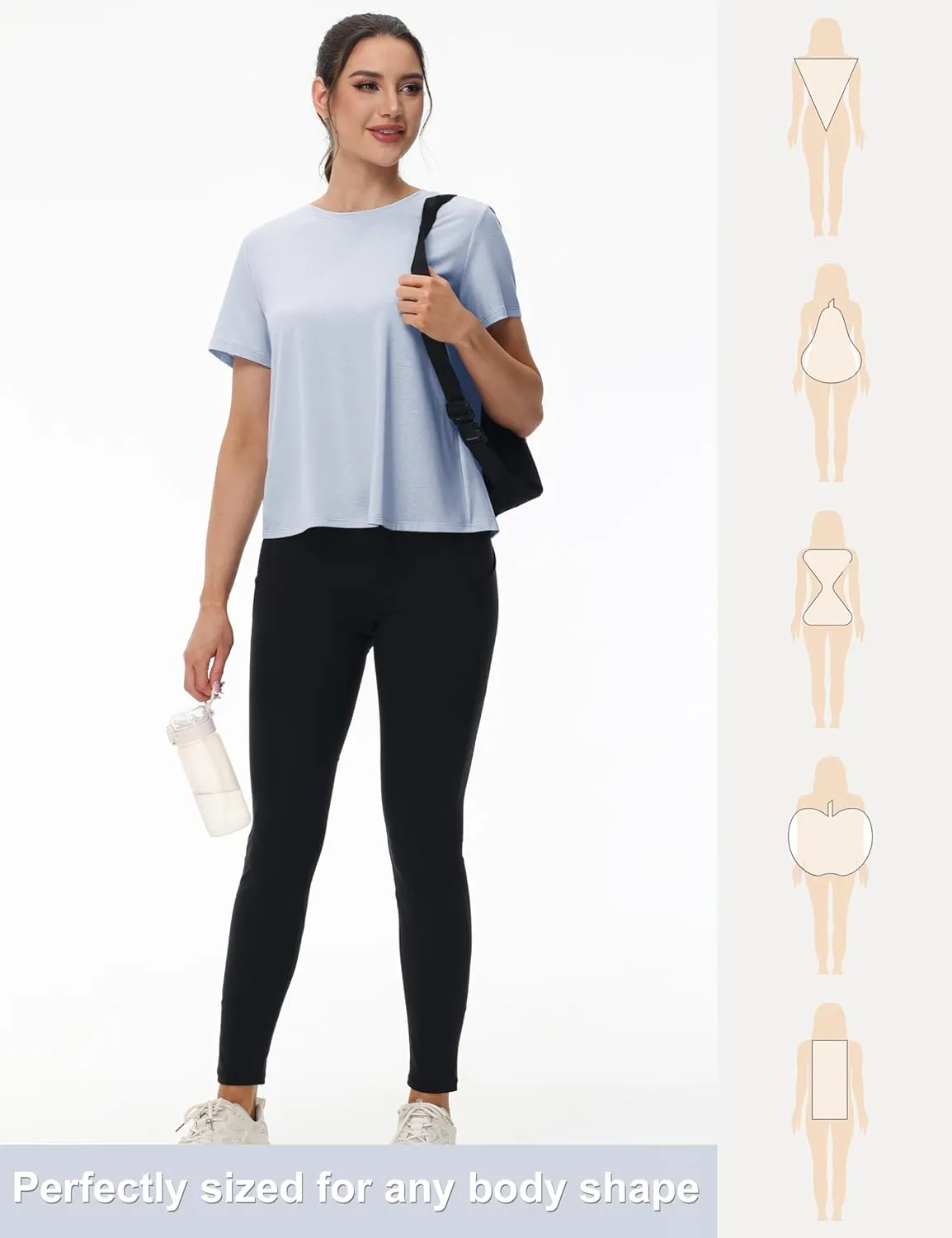 TACVASEN Workout Tops for Women Short Sleeve Cropped Split Back Athletic Shirts Breathable Exercise Running Gym Shirts