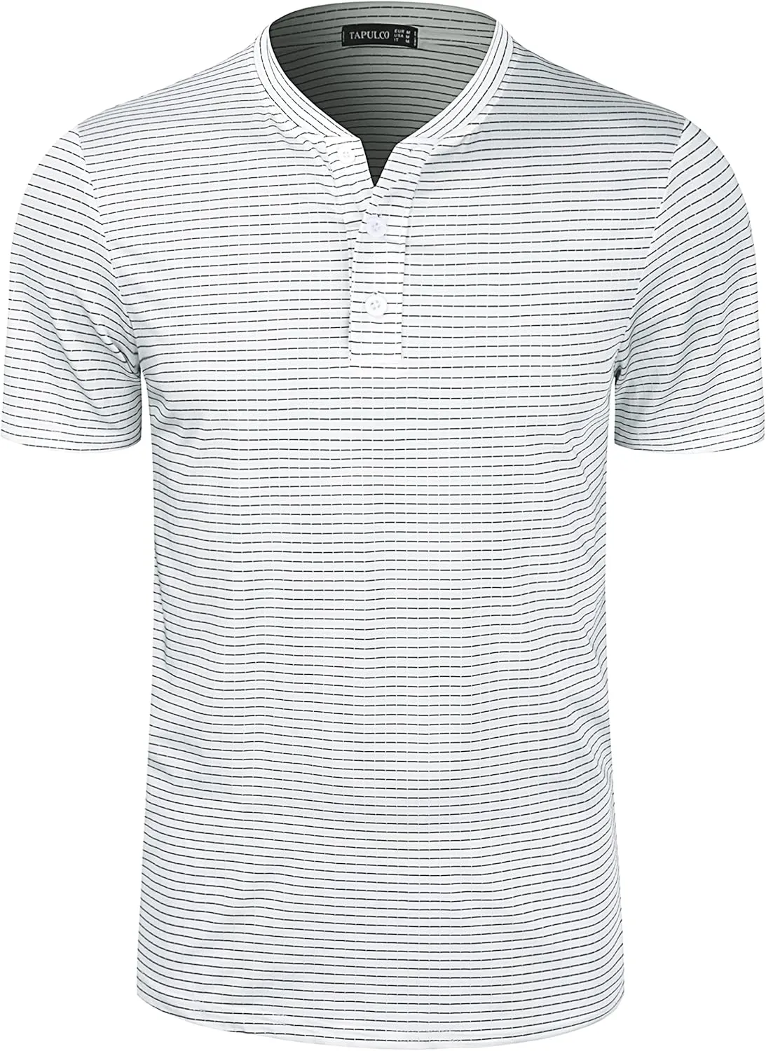 TAPULCO Collarless Golf Shirts for Men Quick Dry Color Block Breathable Soft Athletic Casual Daily T-Shirts