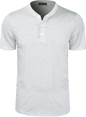 TAPULCO Collarless Golf Shirts for Men Quick Dry Color Block Breathable Soft Athletic Casual Daily T-Shirts