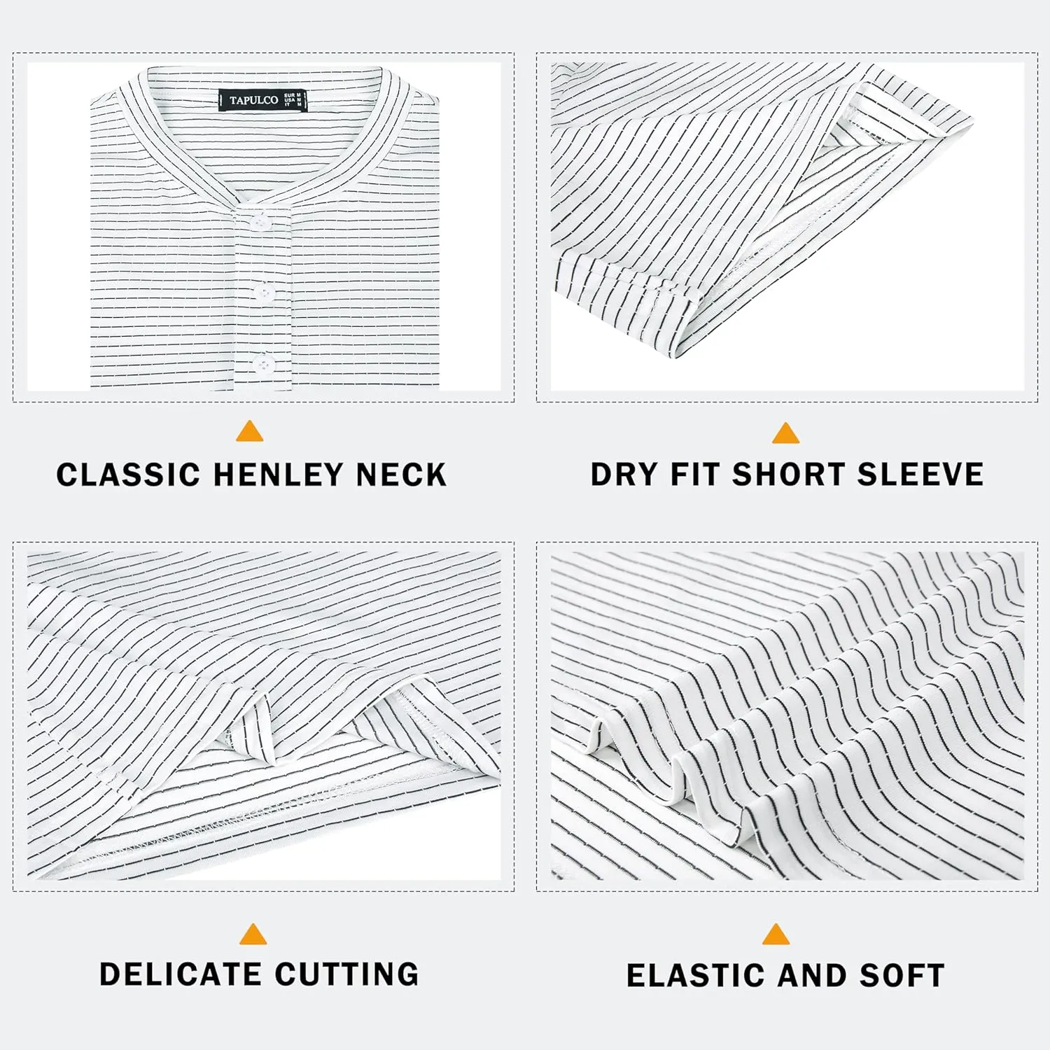 TAPULCO Collarless Golf Shirts for Men Quick Dry Color Block Breathable Soft Athletic Casual Daily T-Shirts