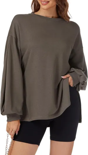 Taurus Womens Oversized Sweatshirts Crew Neck Pullover Sweaters Casual Comfy Fall Fashion Lantern Long Sleeve Tops