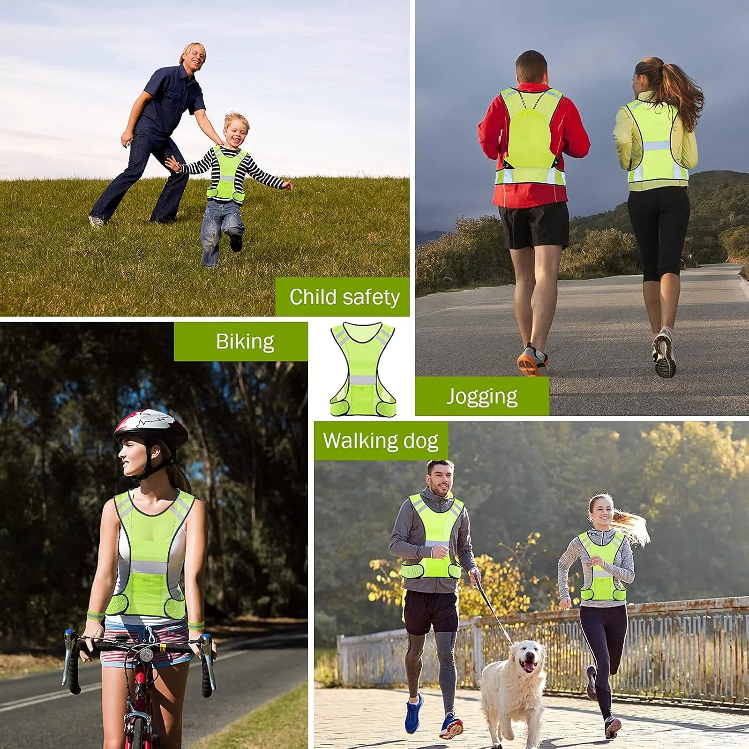 TCCFCCT Reflective Running Vest, High Visibility Running Gear with Large Pocket