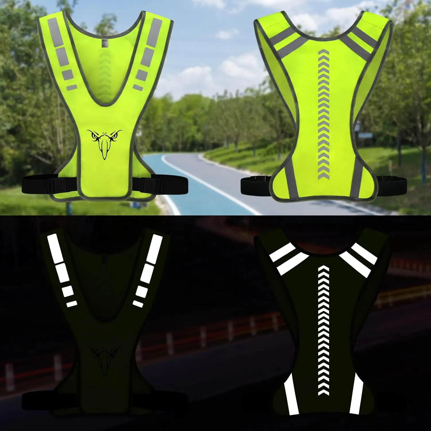 TCCFCCT Reflective Running Vest, High Visibility Running Gear with Large Pocket