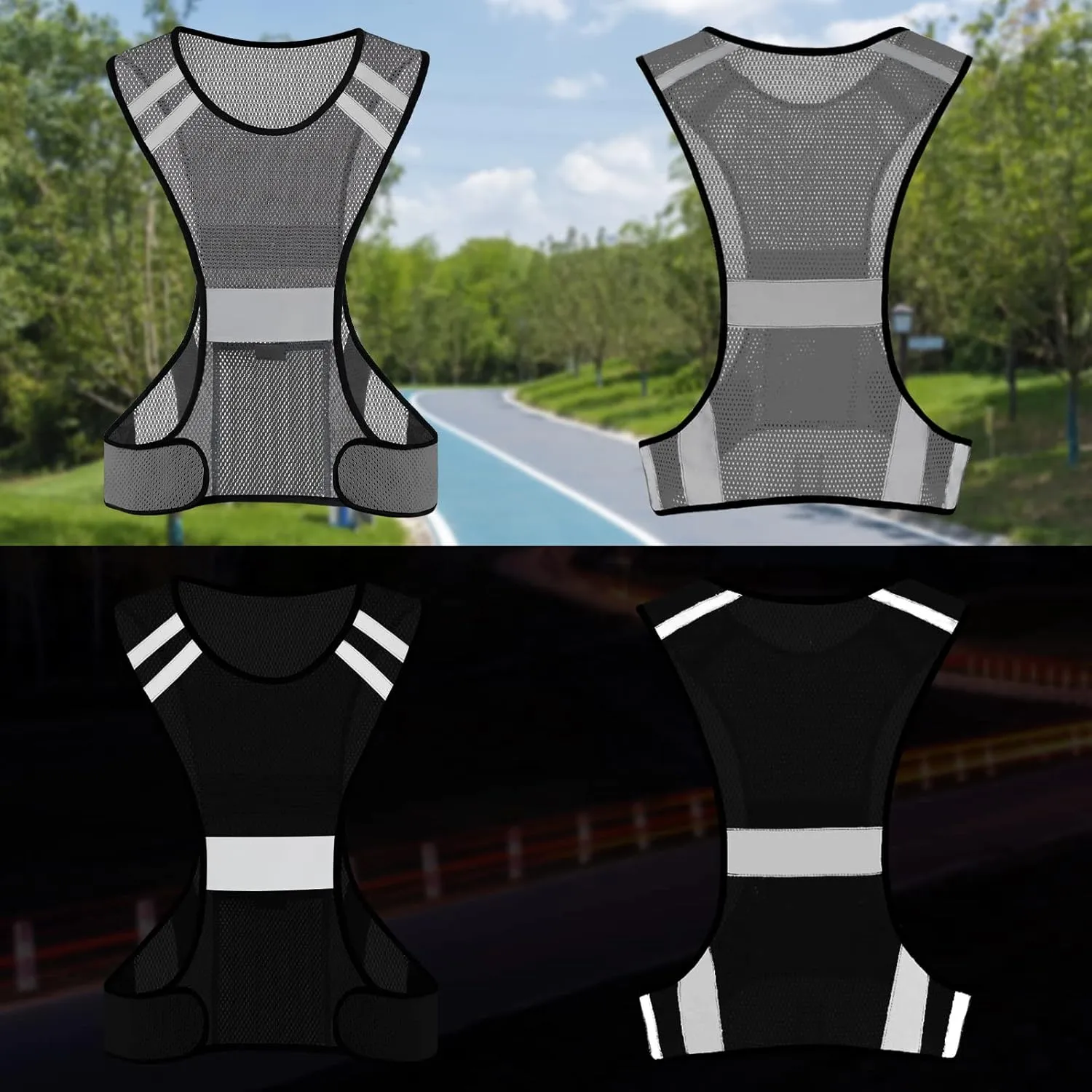 TCCFCCT Reflective Running Vest, High Visibility Running Gear with Large Pocket