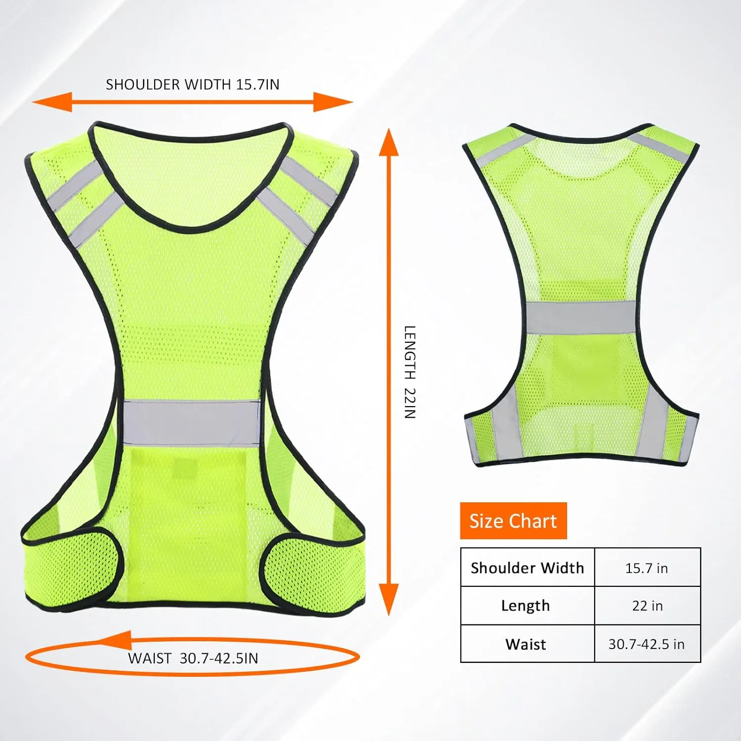 TCCFCCT Reflective Running Vest, High Visibility Running Gear with Large Pocket