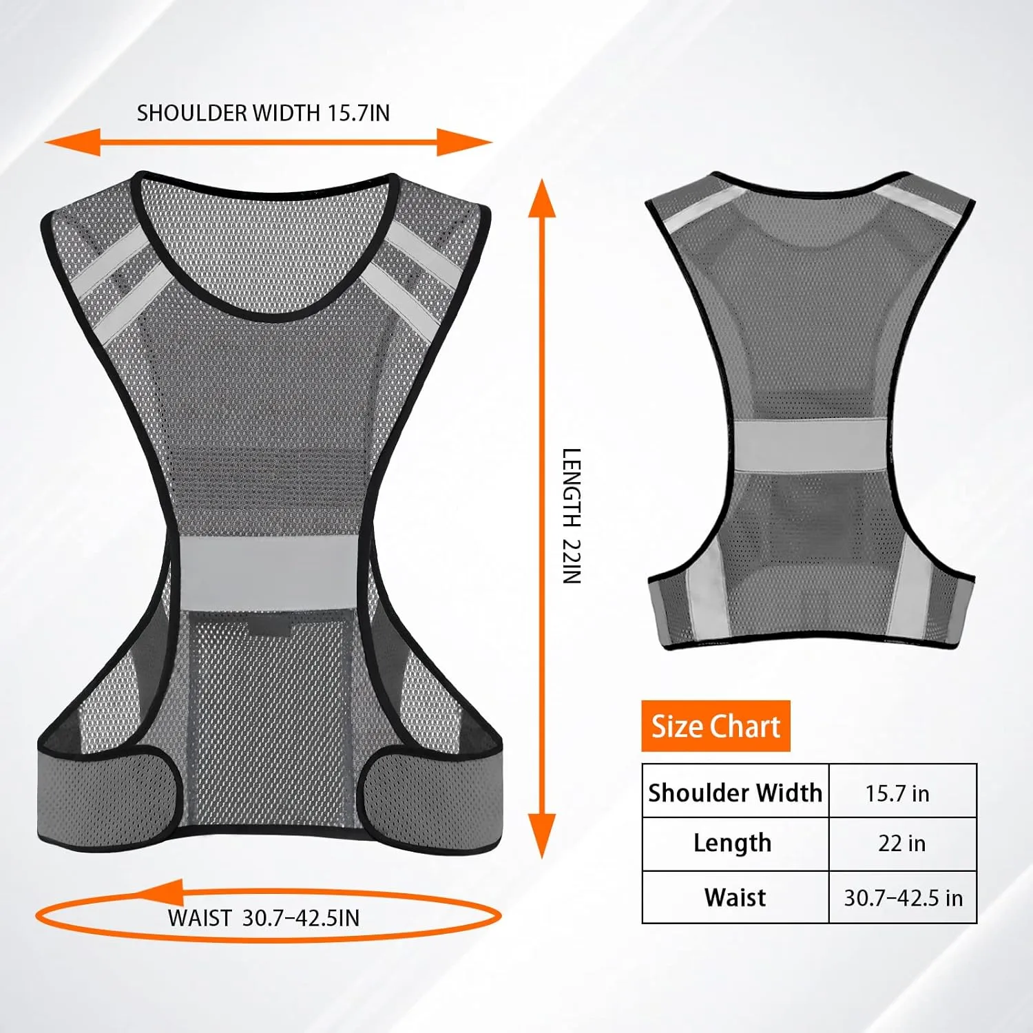 TCCFCCT Reflective Running Vest, High Visibility Running Gear with Large Pocket