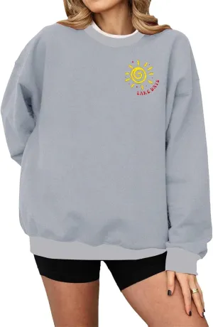Teen Girls Preppy Sweatshirts Fashion Solid Cute Graphic Long Sleeve Crewneck Pullovers Fall Hoodless Loose Hoodie