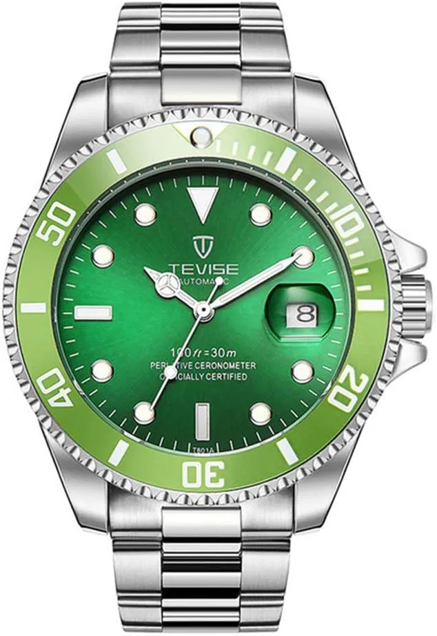 TEVISE Luxury Men Buisness Automatic Watches with Auto Date Luminous Hand Stainless Steel Mechanical Fashion Wristwatch