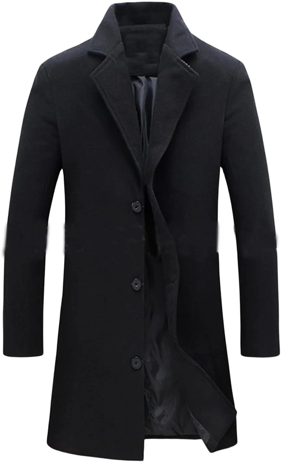 Thatrich Men's Pea Coat Casual Business Trench Coat Long Windbreaker Jacket Wool Blend Blazer Single Breasted Overcoat Coats