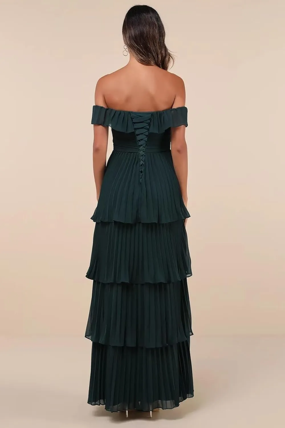 Tiered Layers Bridesmaid Dresses for Women Off The Shoulder Floor Length Party Gown