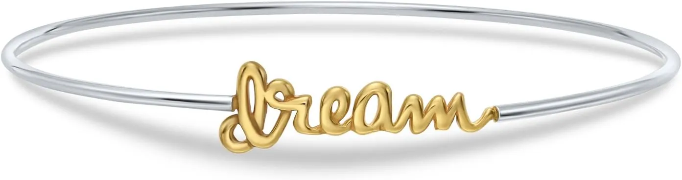 TILO JEWELRY .925 Sterling Silver Dream Slip-On Bangle Bracelet with Dual Tone Finish, 8.5''
