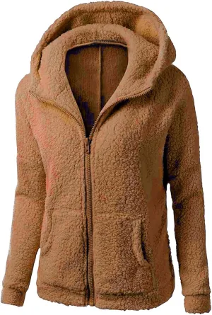 TIMIFIS Oversized Sherpa Jacket Women Winter Fleece Hoodies Fashion Zipper Fuzzy Coats Soft Warm Outerwear with Pockets