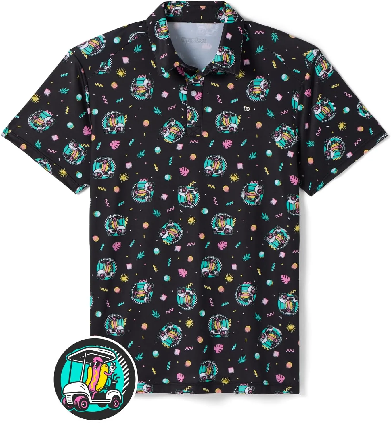 Tipsy Elves Men's Athletic Fit Golf Polo Shirt - Performance Golf Shirt for Men w/ 4-Way Stretch Moisture Wicking Fabric