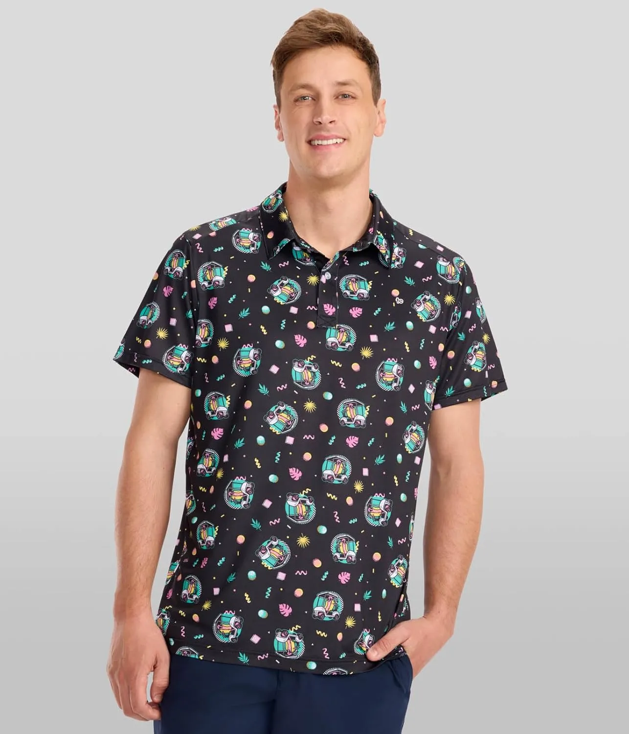 Tipsy Elves Men's Athletic Fit Golf Polo Shirt - Performance Golf Shirt for Men w/ 4-Way Stretch Moisture Wicking Fabric